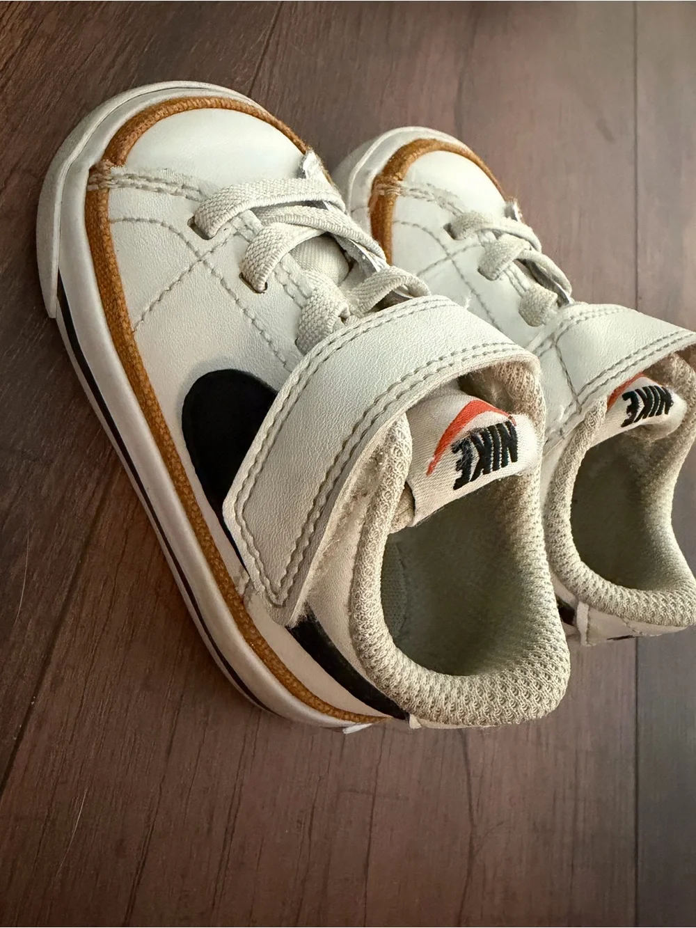 Nike Baby White and Black Velcro Sneakers